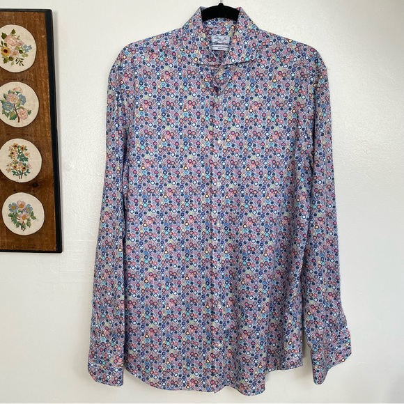 Vintage Other - Retro 60s 70s Floral Dress Shirt Made In Italy